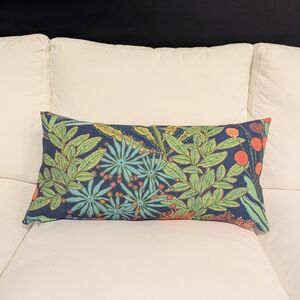 Floral Decorative Pillow with Blue and Green Design